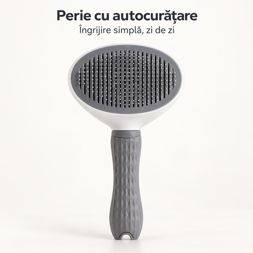 Perie Autocurățare pentru Câini și Pisici – Părul Dispare Dintr-o Apăsare
